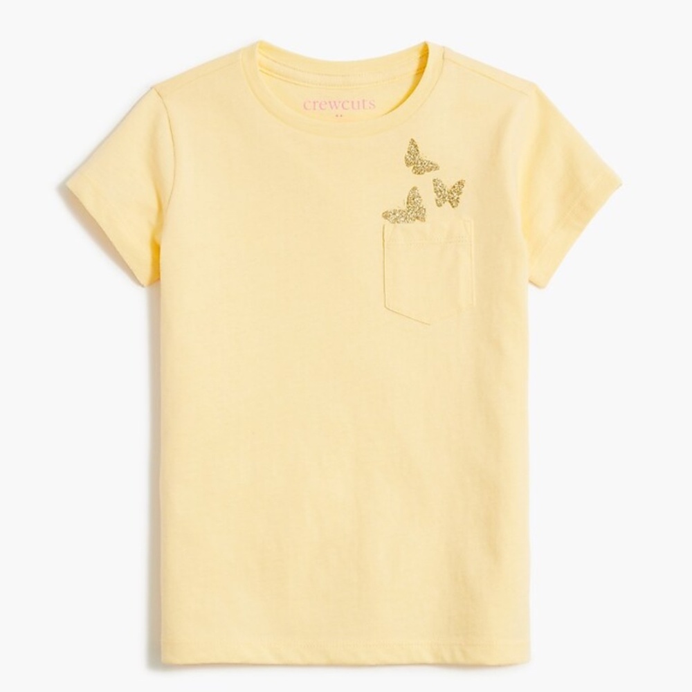 Crewcuts Girls glitter butterfly pocket tee
